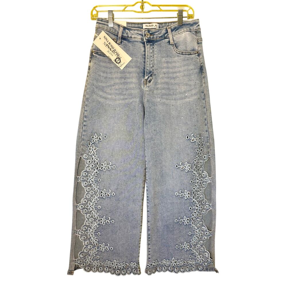 NWT - Nina Rossi Blingy Cutout Jeans - Stylish & Stretchy XL